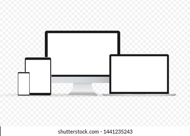 Laptop isolated vector. Gadget illustration vector. Modern computer, laptop, smartphone on a white background vector