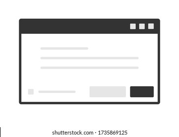 Ventana vectorial aislada del portátil. Diseño de interfaz de escritorio en estilo plano. 