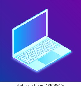 Laptop. Isometric Laptop. Created For Mobile, Web, Decor, Print Products, Application. Perfect for web design, banner and presentation. Vector Illustration.
