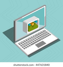 laptop isometric  isolated icon design, vector illustration  graphic 
