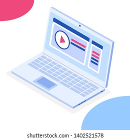 Laptop, laptop in isometric with shadow. Vector illustration of a laptop isolated on a white background. Vector.