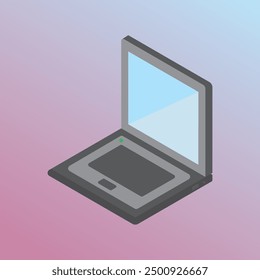Laptop isometric technology vector illustration gradient background