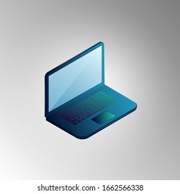 Laptop isometric vector illustration. EPS 10. Technology process of Software development