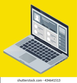 Laptop / isometric vector illustration / notebook 