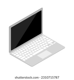 Laptop isometric view isolated on white background. Vector illustration.