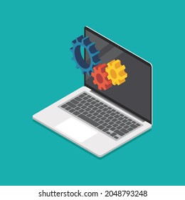 Laptop isometric view. Vector illustration