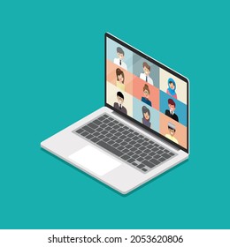 Laptop isometric view. Vector illustration