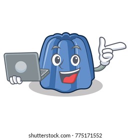 With laptop jelly character cartoon style