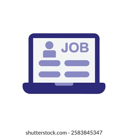 Laptop with Job Listings and Search Indicator