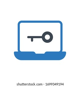 laptop key vector glyph color icon 