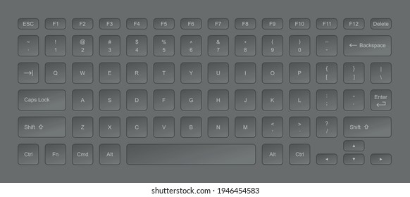 Laptop keyboard computer. Keypad alphabet buttons. Flat Style