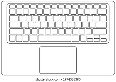 Laptop Keyboard layout vector outline isolated background
