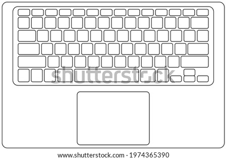 Laptop Keyboard layout vector outline isolated background