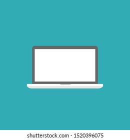 laptop with the keyboard. use computer. notebook top view isolated on blue background. freelancer workplace. Vector illustration. 