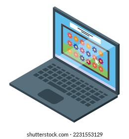 Laptop kid education icon isometric vector. Early teacher. Online class