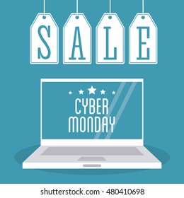 Laptop labels and cyber monday design