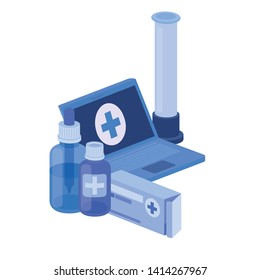 laptop and laboratory instruments isolated icon