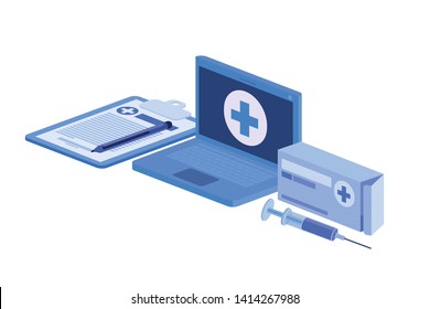 laptop and laboratory instruments isolated icon