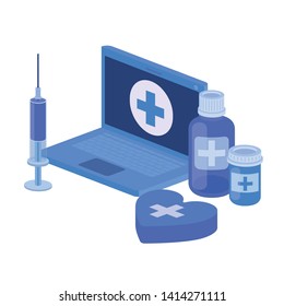laptop and laboratory instruments isolated icon