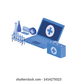 laptop and laboratory instruments isolated icon