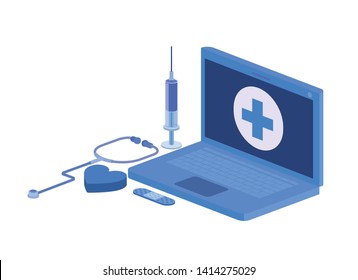 laptop and laboratory instruments isolated icon