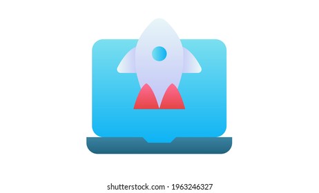 laptop launch startup single isolated icon with single isolated icon with smooth style