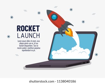 laptop with launcher rocket