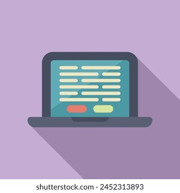 Laptop law online service icon flat vector. Disclaimer reading. Modern check