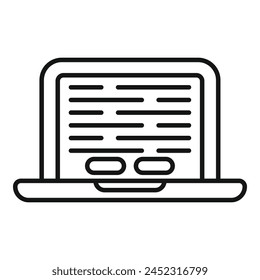 Laptop law online service icon outline vector. Disclaimer reading. Modern check