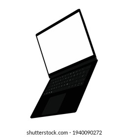  Laptop layout in flat style device screen realistic open with blank design