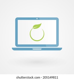 Laptop and leaf