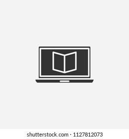 Laptop in learning icon illustration,vector technology sign symbol