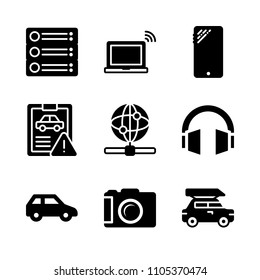 laptop, lift, illustration and flash icons in Technology vector set. Graphics for web and design