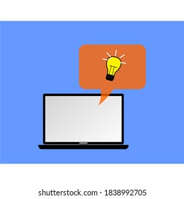 a laptop and a light bulb in the buble on it