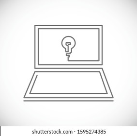portátil con icono de logotipo de concepto de bombilla