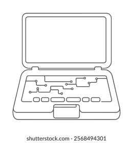 laptop line art. continuous line laptop