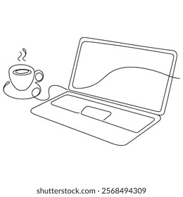 laptop line art. continuous line laptop