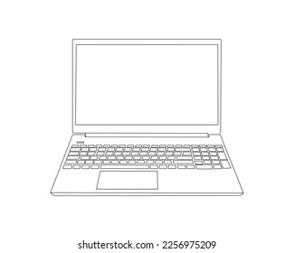 Laptop line art vector illustration