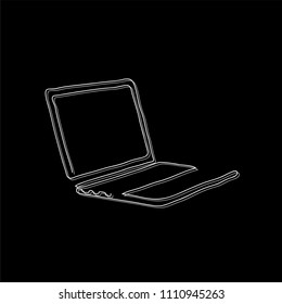 Laptop line drawing, vector illustration design. Technology objects collection.