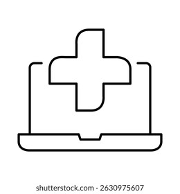 Ícone De Traço Editável Da Linha Do Laptop. PC, Funções do computador, Configurações, Tecnologia, Segurança, Compras, Carteira, Marketing, Promoção, Ilustração de vetor de coleção de comunicação.