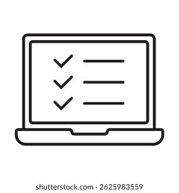 Laptop line icon with checklist on screen.