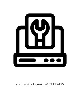 laptop line icon. Clean and minimalist vector icon for websites, mobile apps, presentations, and logos. Fully scalable and customizable for any project.