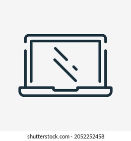 Laptop Line Icon. Computer Linear Pictogram. Monitor or Screen of PC Outline Icon. Editable Stroke. Isolated Vector Illustration.