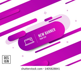 Laptop line icon. Mobile computer device sign. Diagonal abstract banner. Linear laptop icon. Geometric line shapes. Vector