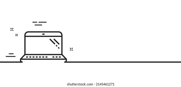 Laptop line icon. Mobile computer device sign. Minimal line illustration background. Laptop line icon pattern banner. White web template concept. Vector
