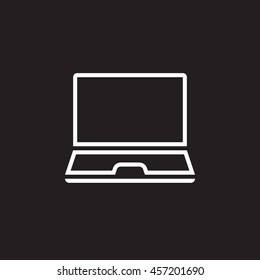 laptop line icon, mobile computer outline vector logo, linear pictogram isolated on black, pixel perfect illustration
