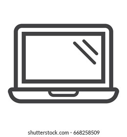 Laptop line icon, notebook and electronic, vector graphics, a linear pattern on a white background, eps 10.