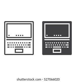 laptop line icon, notebook outline and filled vector sign, linear and full pictogram isolated on white, logo illustration