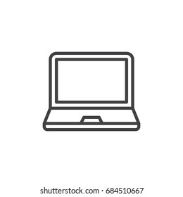 Laptop Line Icon, Outline Vector Sign, Linear Style Pictogram Isolated On White. Symbol, Logo Illustration. Editable Stroke. Pixel Perfect Vector Graphics