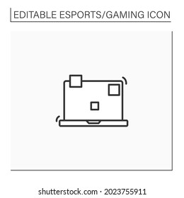 Laptop line icon. Playing video game tools. Technical equipment. Cybersport concept. Isolated vector illustration.Editable stroke
